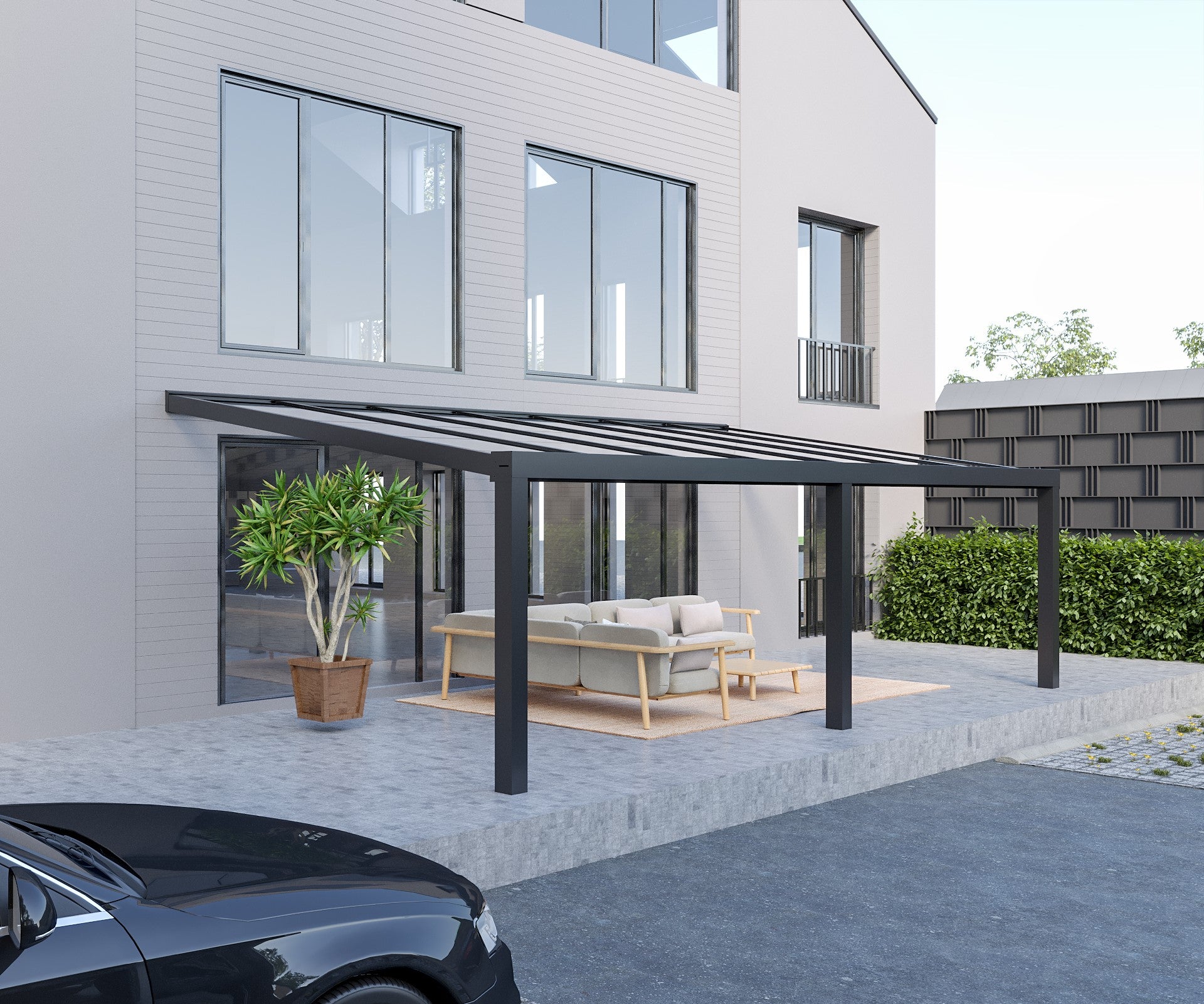 Klarglas Aluminium Terrassenüberdachung 8mm VSG