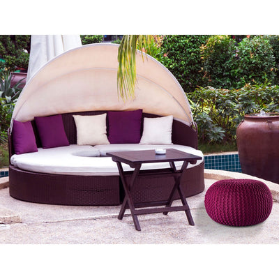 Pouf PREMIUM ø45cm Sitzhocker Strickpouf Innen Terrasse Pool Garten nachhaltig