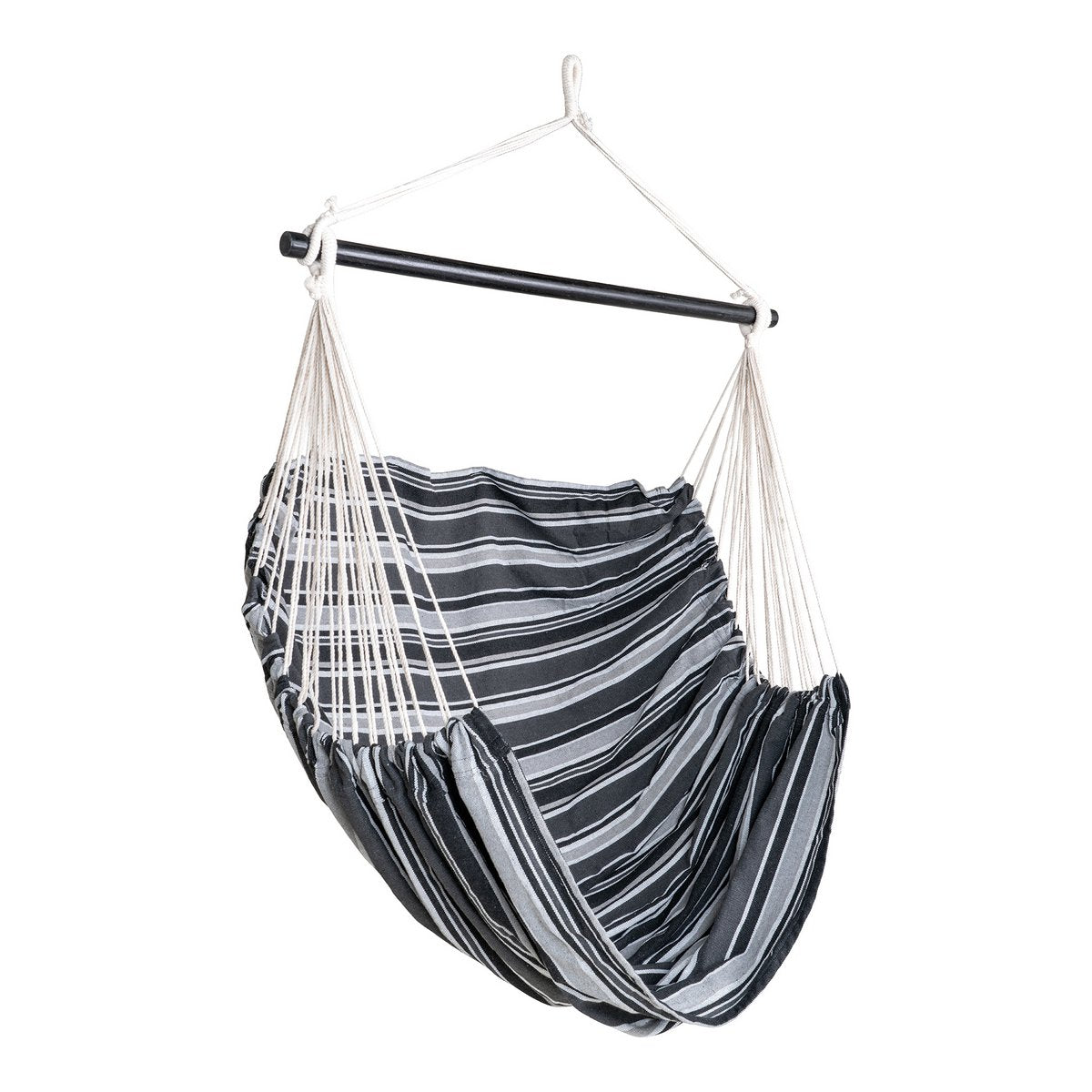 Lamia Hammock Chair – Hängemattenstuhl, Polyester/Baumwolle, Lärche, schwarz/grau/weiß