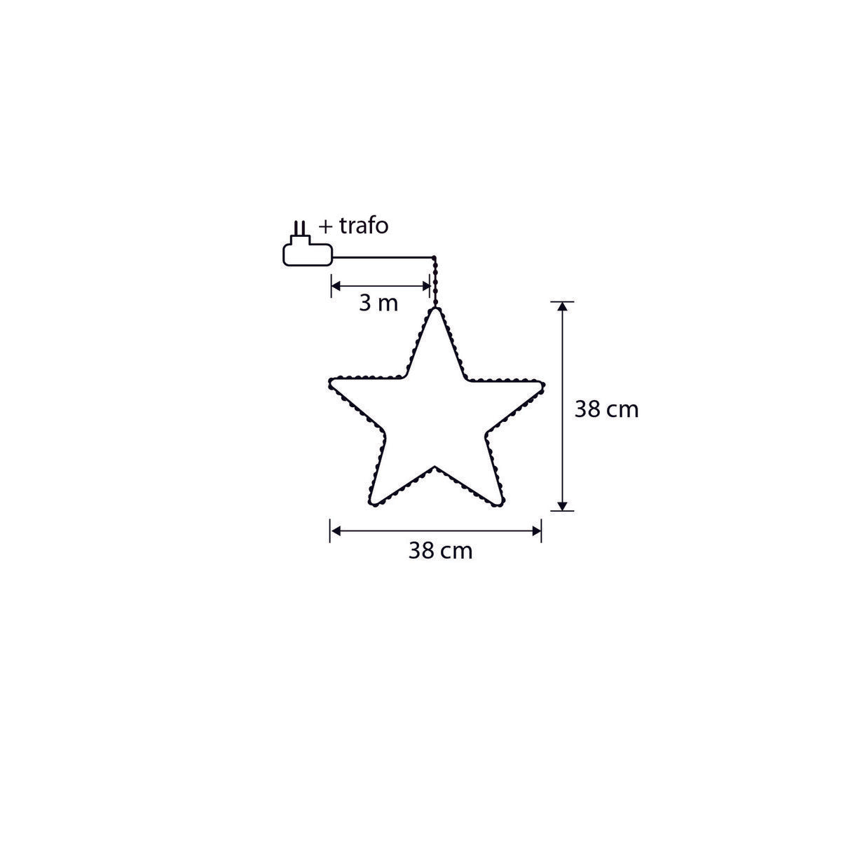 Hängender Stern mit warmweißer LED-Beleuchtung – H108 x Ø38 cm – Schwarz