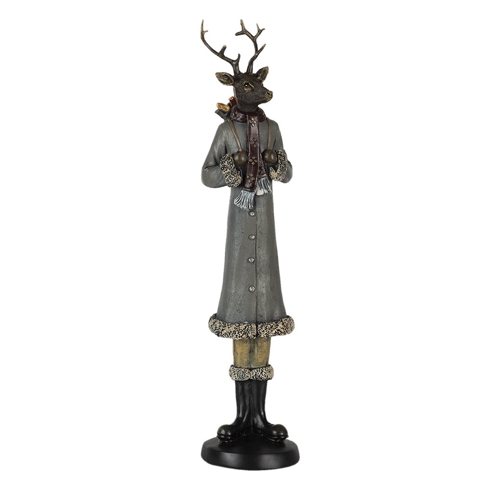 Dekorationsstatue Hirsch Grau 9x8x36 cm