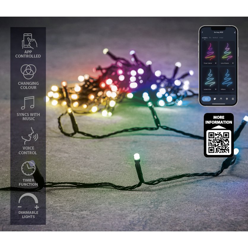 Luca Smart Lighting Weihnachtsbaumbeleuchtung mit 50 LED-Lichtern – L500 cm – RGB