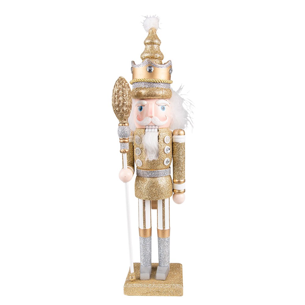 Weihnachtsdekoration Statue Nussknacker Goldfarben 10x8x42 cm