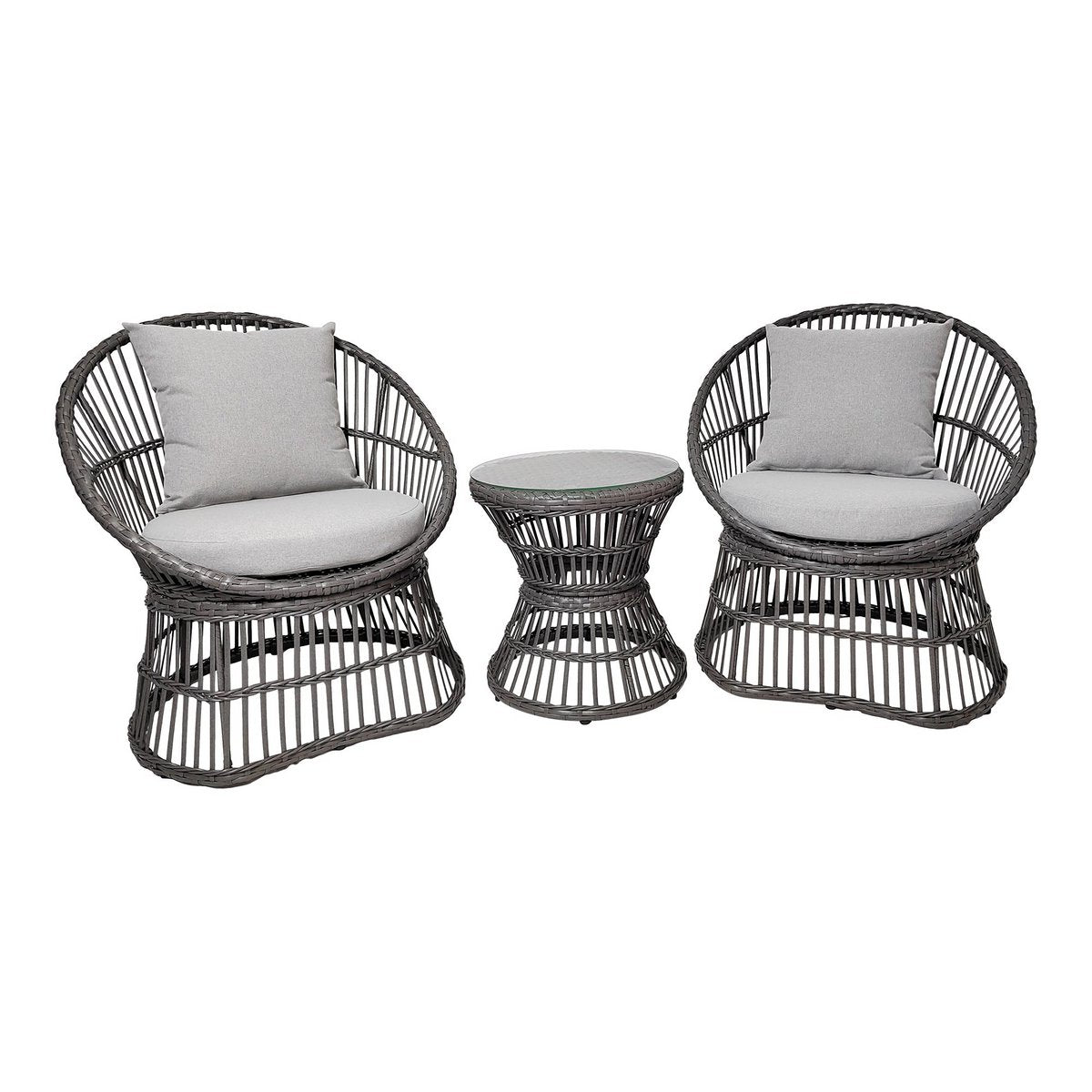 Natal Lounge Set - Lounge-Set, Rattan, grau, inkl. Kissen