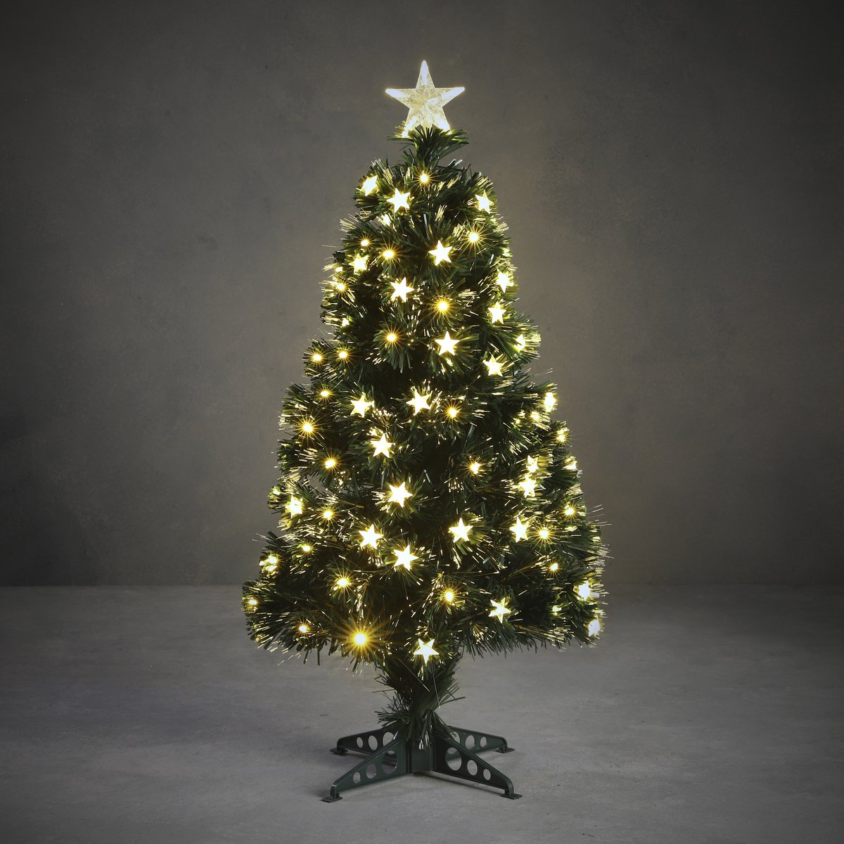 Künstlicher Weihnachtsbaum Mercury mit Glasfaserbeleuchtung – H90 x Ø40 cm – Grün