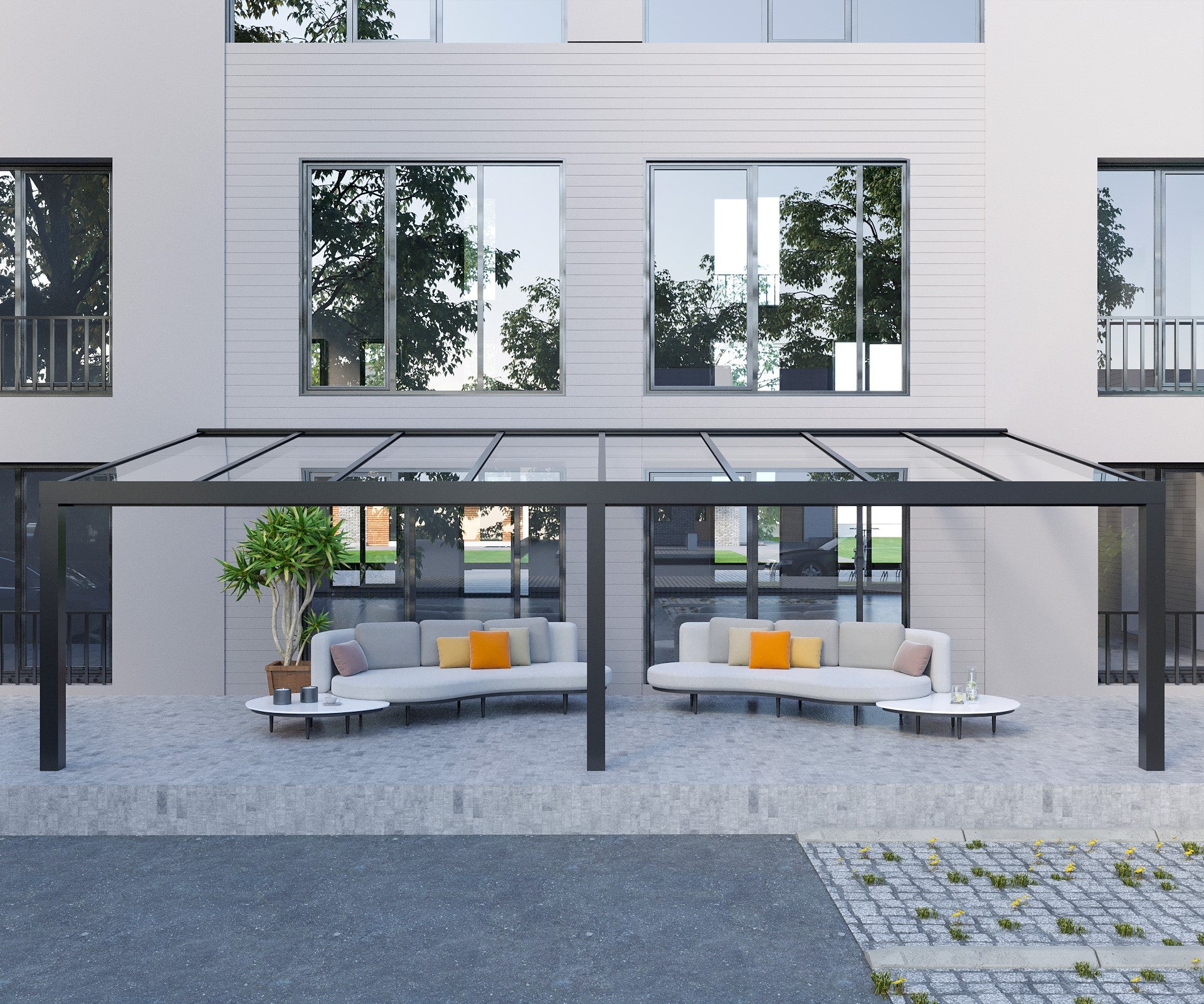 Klarglas Aluminium Terrassenüberdachung 8mm VSG