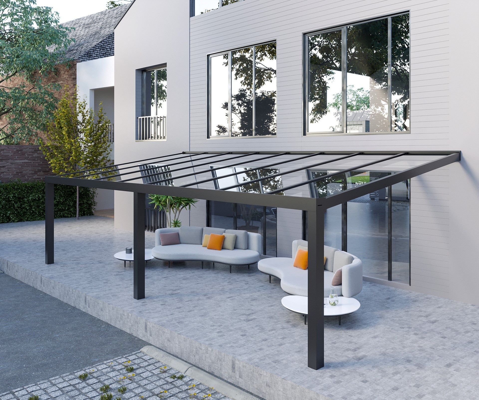 Klarglas Aluminium Terrassenüberdachung 8mm VSG