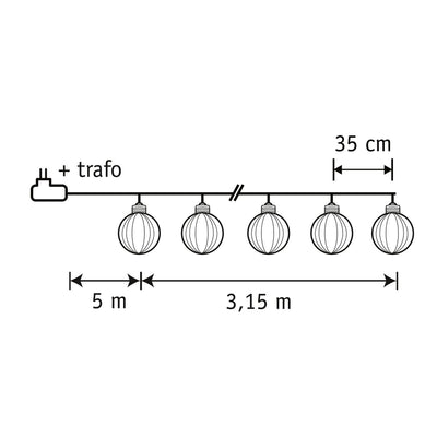 Party-Lichterkette am Seil – L315 cm – Warmweiß