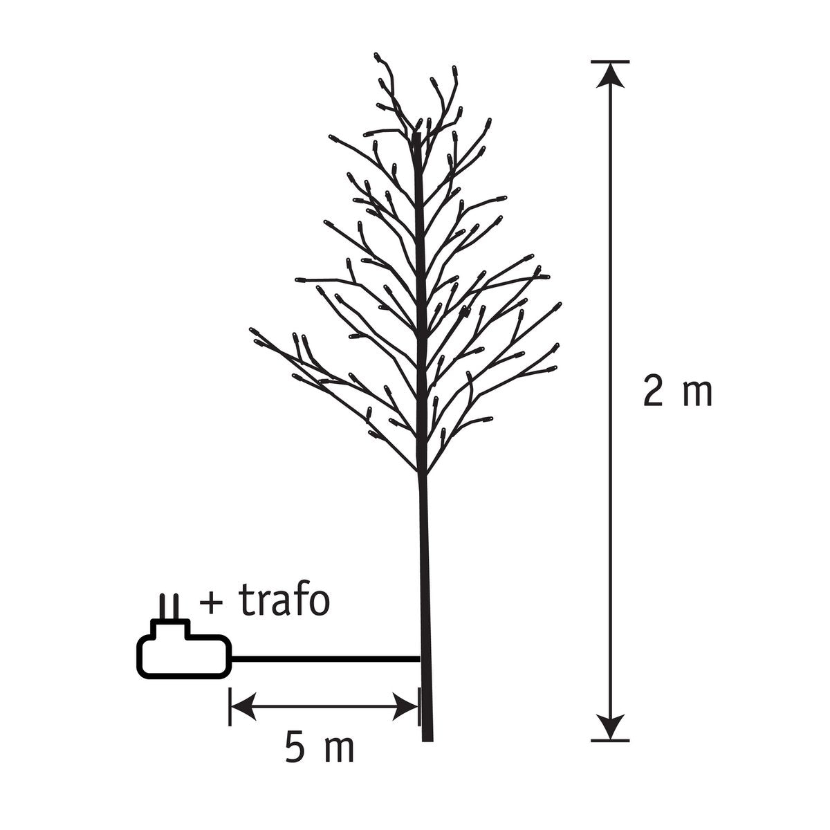 Baum mit warmweißer LED-Beleuchtung – H200 x Ø18 cm – Schwarz