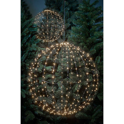 Weihnachtsbeleuchtungskugel mit klassischen weißen LED-Lichtern – Ø60 cm – Silber