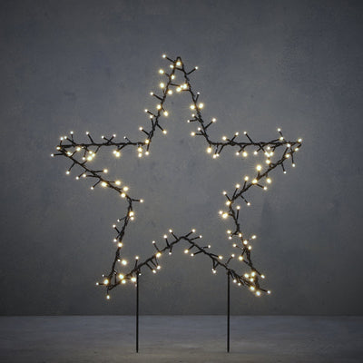 Garden d'Light Star Gartenstecker mit klassischer weißer LED-Beleuchtung – L60 x H73 cm – Schwarz