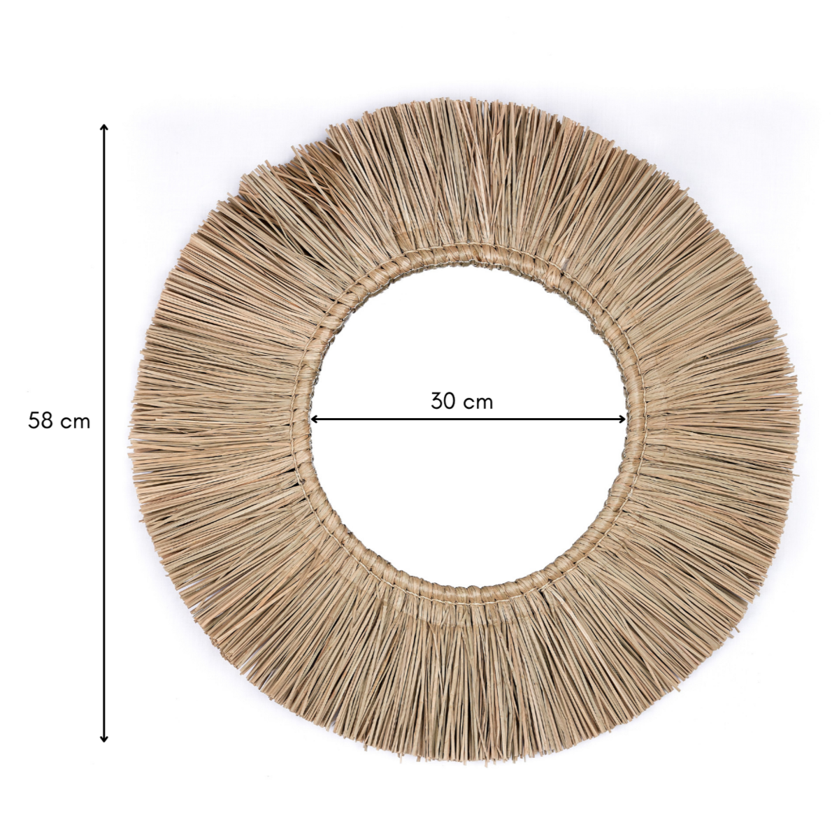 Wandspiegel aus Seegras rund mit 60 cm Durchmesser RIMBA