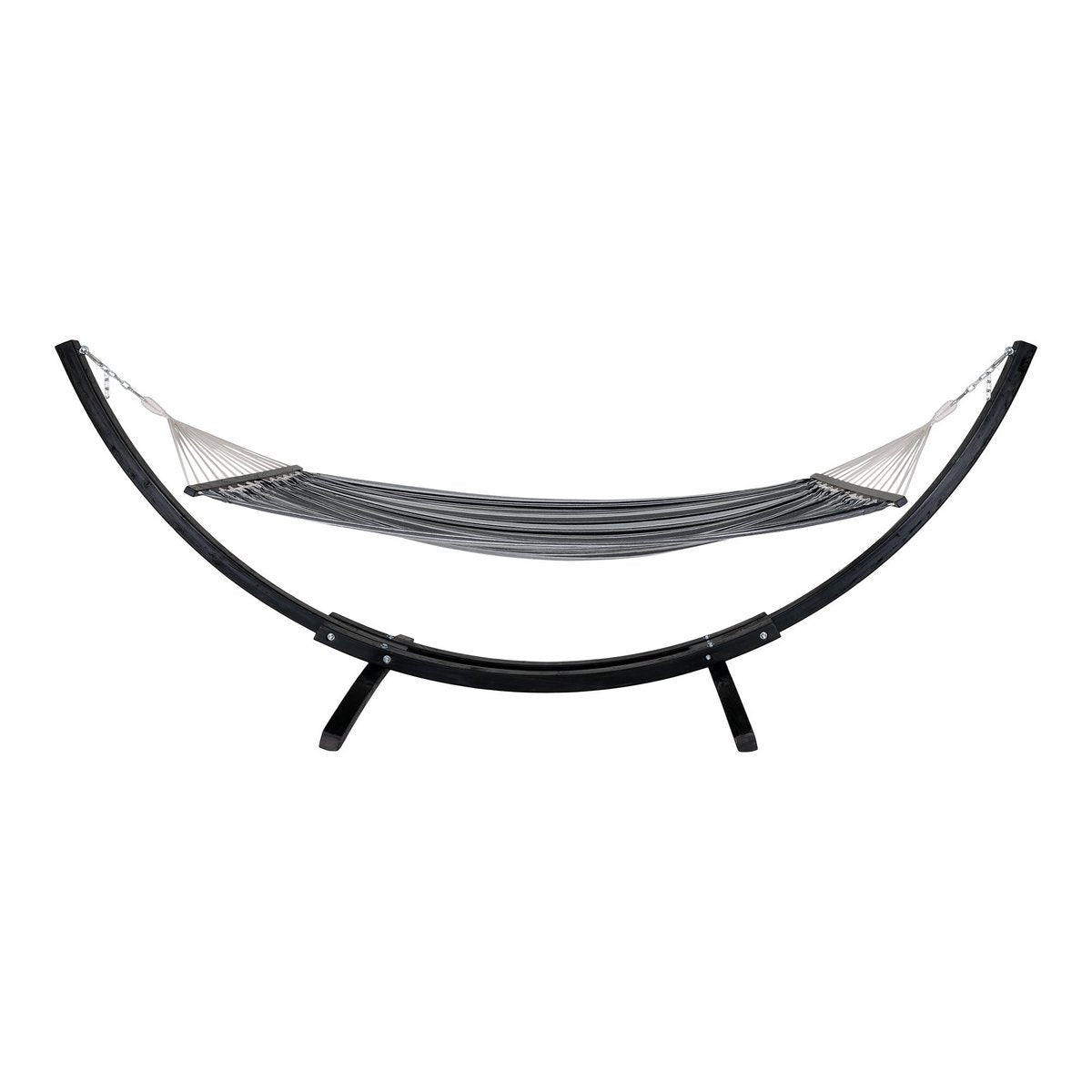 Tripoli Hammock – Hängematte auf Holzständer, Lärche, Polyester/Baumwolle, schwarz/grau/weiß