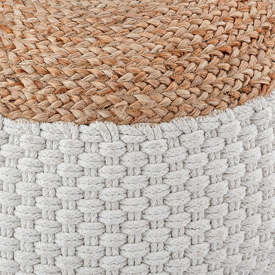 Sitzpouf Jute Sitzhocker rund 50x50 cm Deko Hocker Jute natur Sitzpouf Bodenkissen Fußhocker