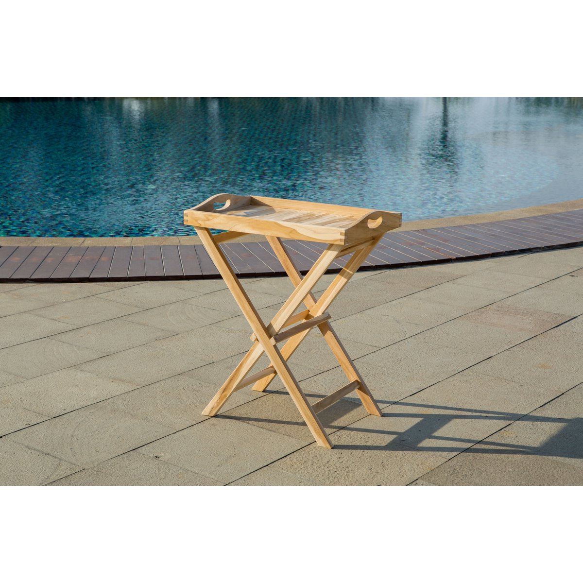 Outdoor Beistelltisch Serviertisch, 60x40 cm, Teakholz