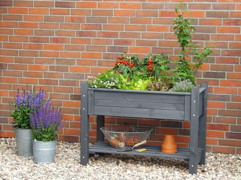 Kräuterbeet massiv – 114x60x84,5 cm, honigbraun, großes Hochbeet für Kräuter & Gemüse