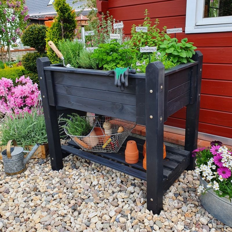 Kräuterbeet massiv – 90x60x84,5 cm, honigbraun, kompaktes Hochbeet für Kräuter & Gemüse