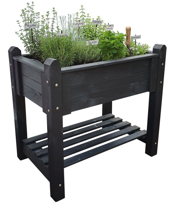 Kräuterbeet massiv – 90x60x84,5 cm, honigbraun, kompaktes Hochbeet für Kräuter & Gemüse
