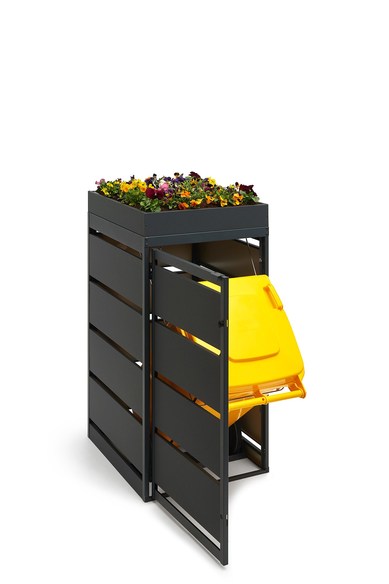 "GREENBOXX" Mülltonnebox 1er 120L mit Grünfläche | Mülltonnenbox aus Metall