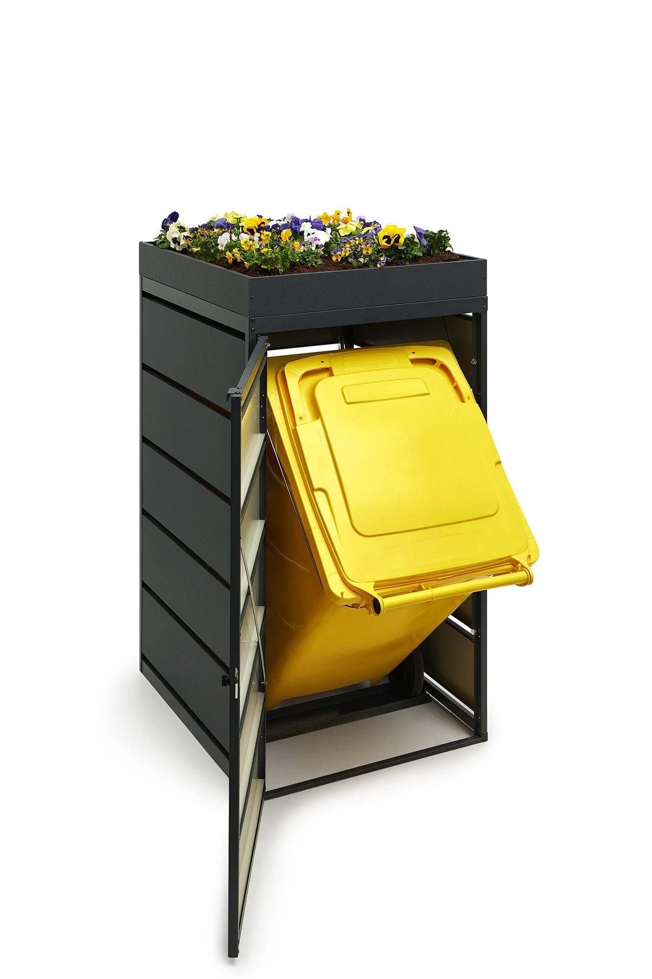 "GREENBOXX" Mülltonnenbox 1er 240L mit Grünfläche | Mülltonnenbox aus Metall