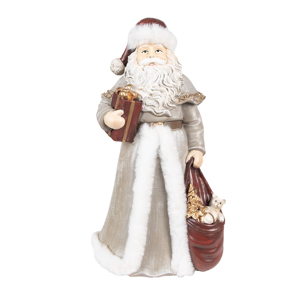 Weihnachtsdekoration Statue Weihnachtsmann Grau, Rot 16x16x31 cm