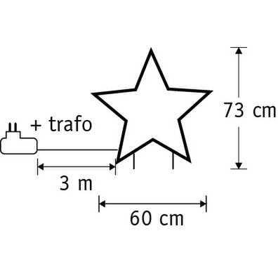 Garden d'Light Star Gartenstecker mit klassischer weißer LED-Beleuchtung – L60 x H73 cm – Schwarz