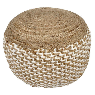 Sitzpouf Jute Sitzhocker rund 50x50 cm Deko Hocker Jute natur Sitzpouf Bodenkissen Fußhocker