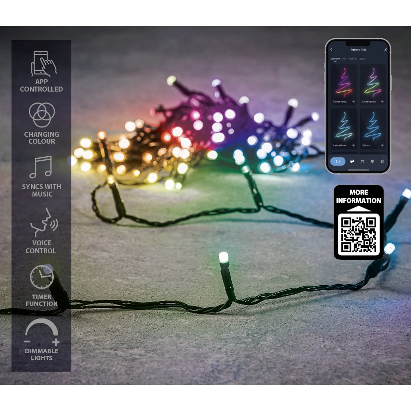 Luca Smart Lighting Weihnachtsbaumbeleuchtung mit 200 LED-Lichtern – L2000 cm – RGB