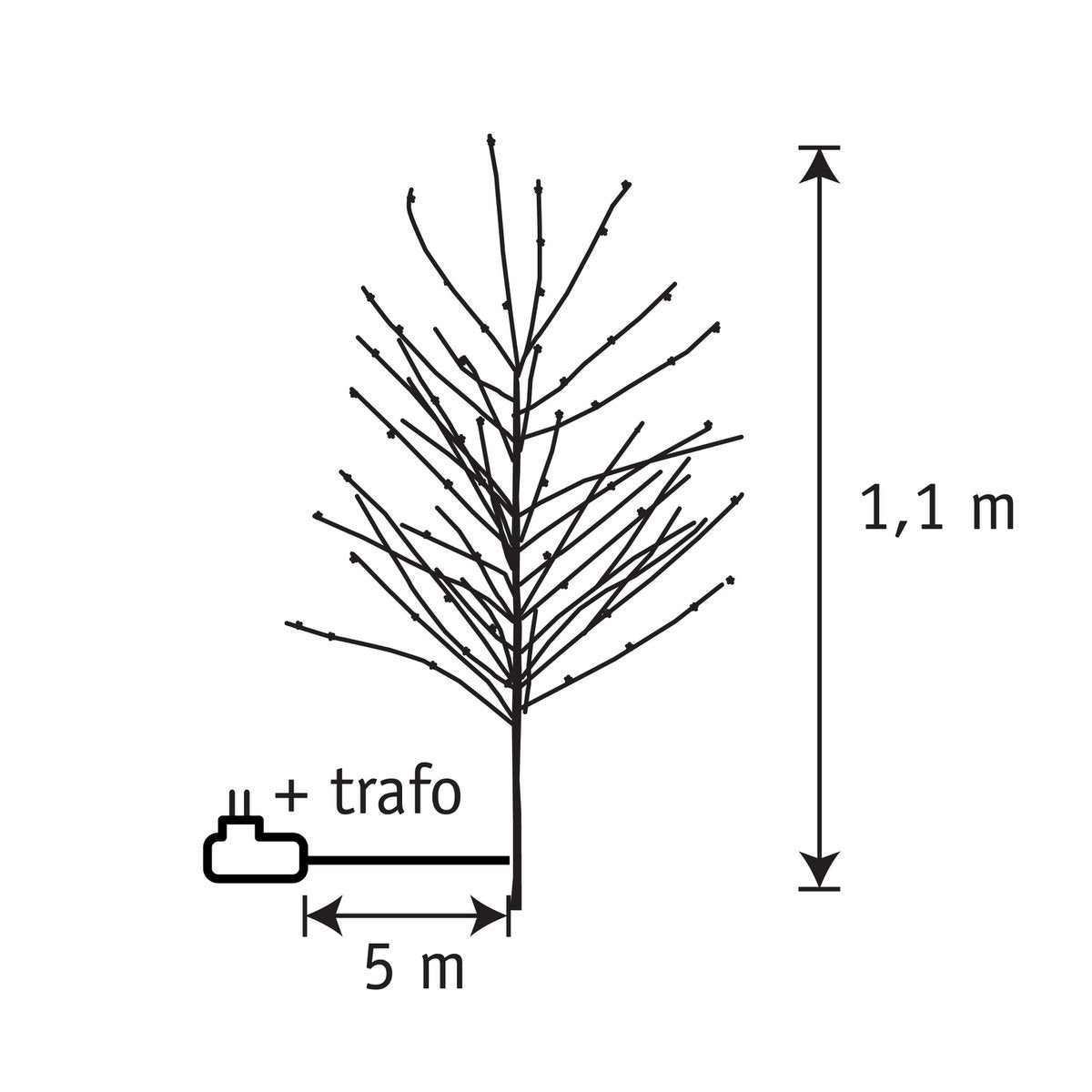 Baum mit warmweißer LED-Beleuchtung – H110 x Ø12 cm – Schwarz