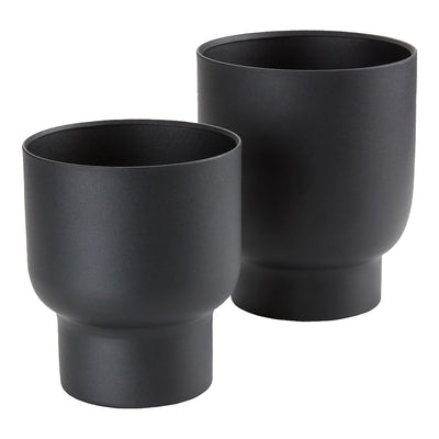 Fulda Planter - Pflanzgefäß, Metall, schwarz, 2er-Set Blumentopf Deko