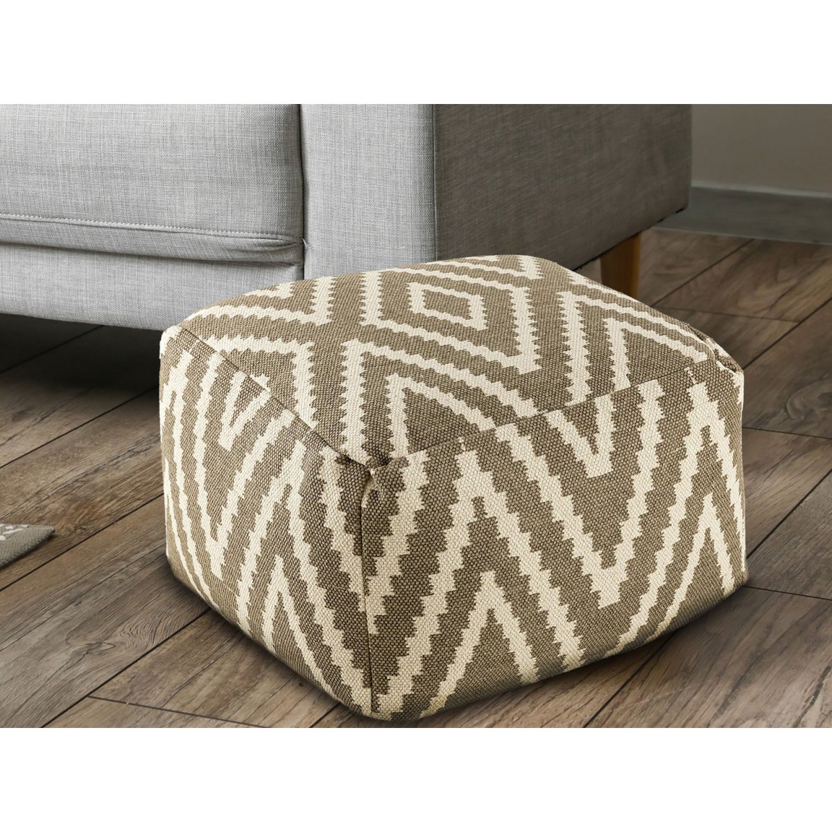 Sitzwürfel Fußhocker Sitzhocker 55x37x55 cm Pouf Kelim Bodenkissen Peru schwarz taupe gelb türkis