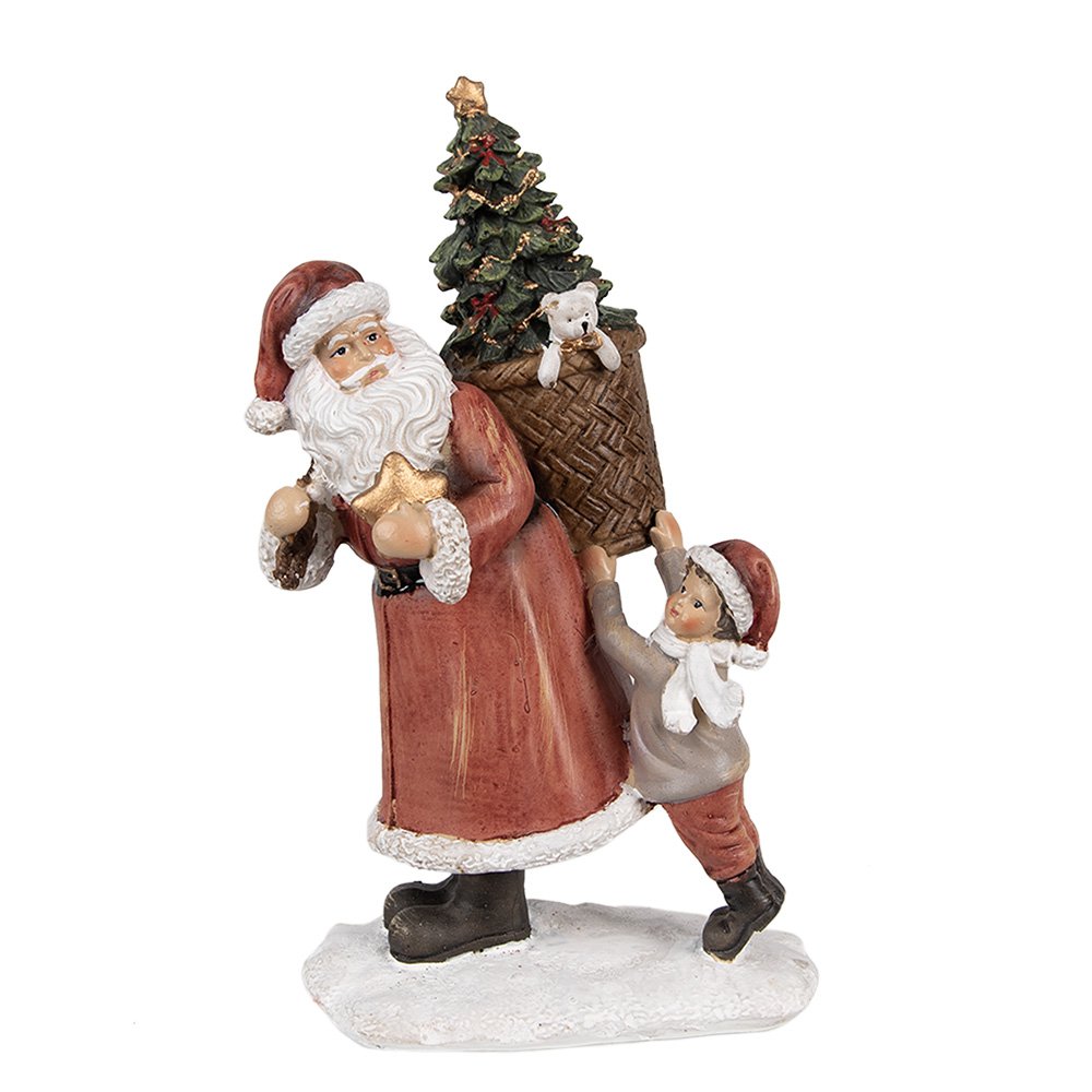 Weihnachtsdekoration Statue Weihnachtsmann Rot, Weiß 12x9x19 cm