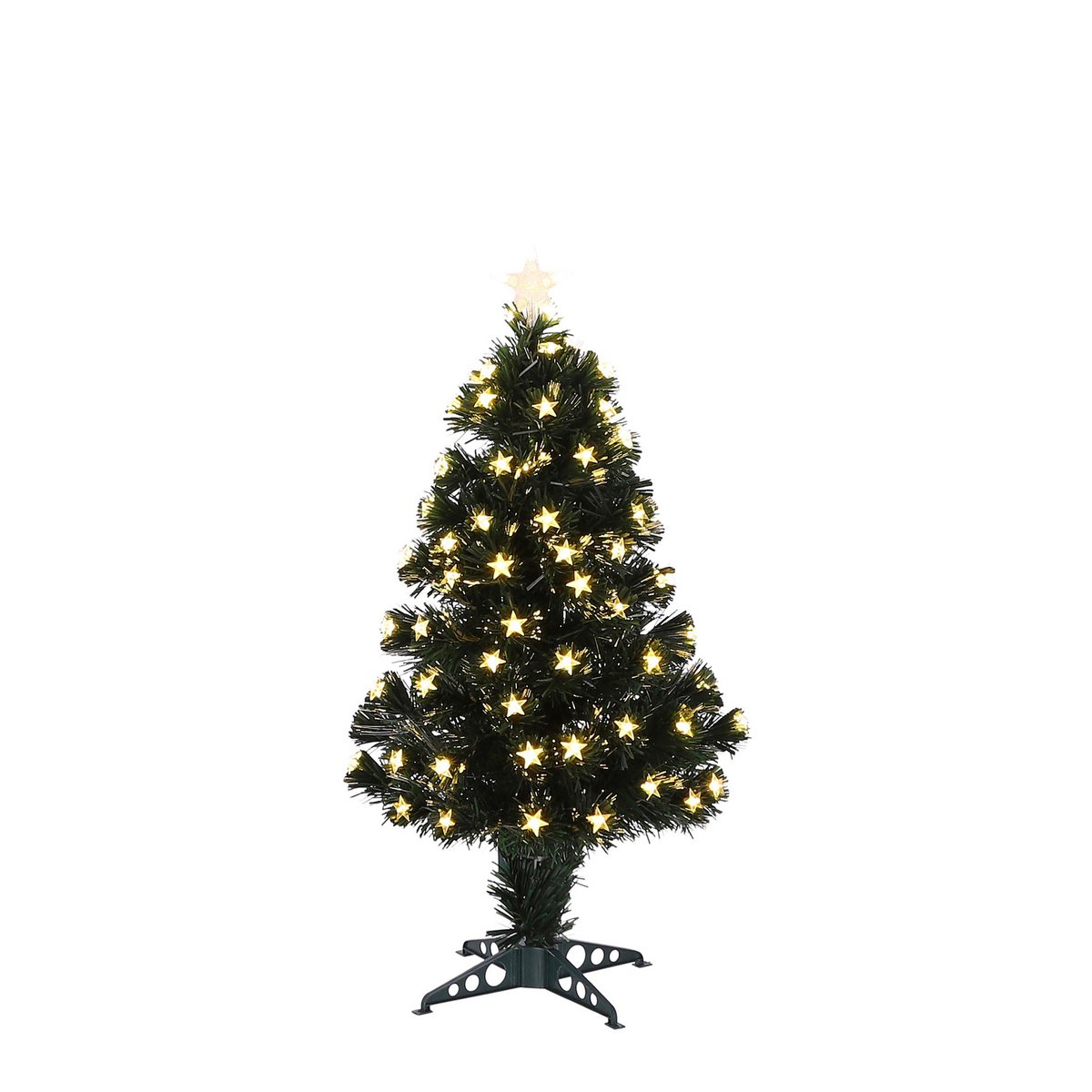 Künstlicher Weihnachtsbaum Mercury mit Glasfaserbeleuchtung – H90 x Ø40 cm – Grün