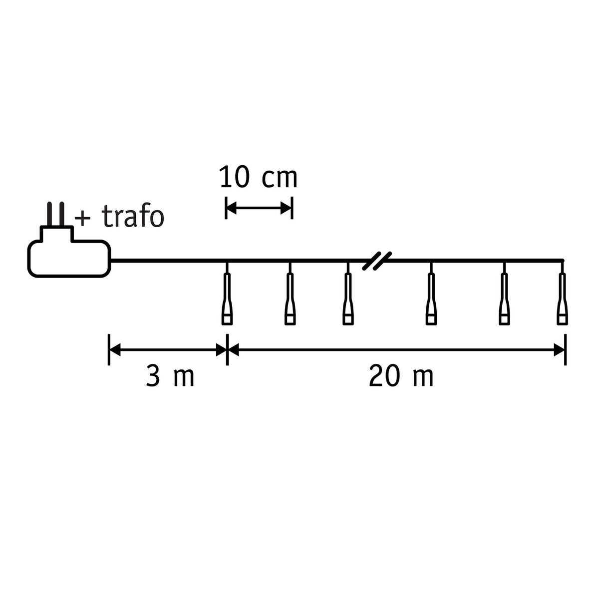 Luca Smart Lighting Weihnachtsbaumbeleuchtung mit 200 LED-Lichtern – L2000 cm – Warmweiß