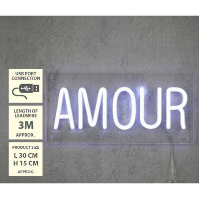 Amour Neonbeleuchtung – L30 x B15 cm – Weiß