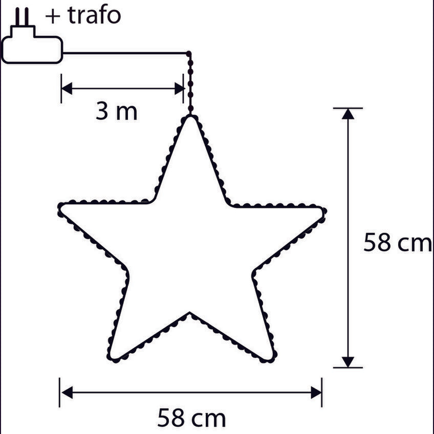 Hängender Stern mit warmweißer LED-Beleuchtung – H128 x Ø58 cm – Schwarz