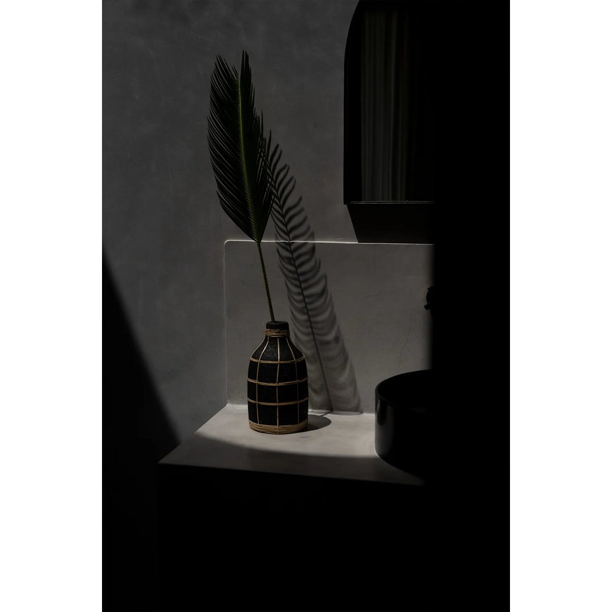 Vase - Schwarz Natur - L