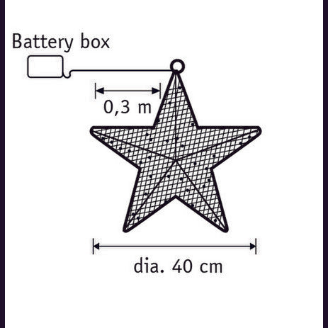 Weihnachtsbeleuchtung Stern mit warmweißen LED-Lichtern – Ø40 cm – Silber