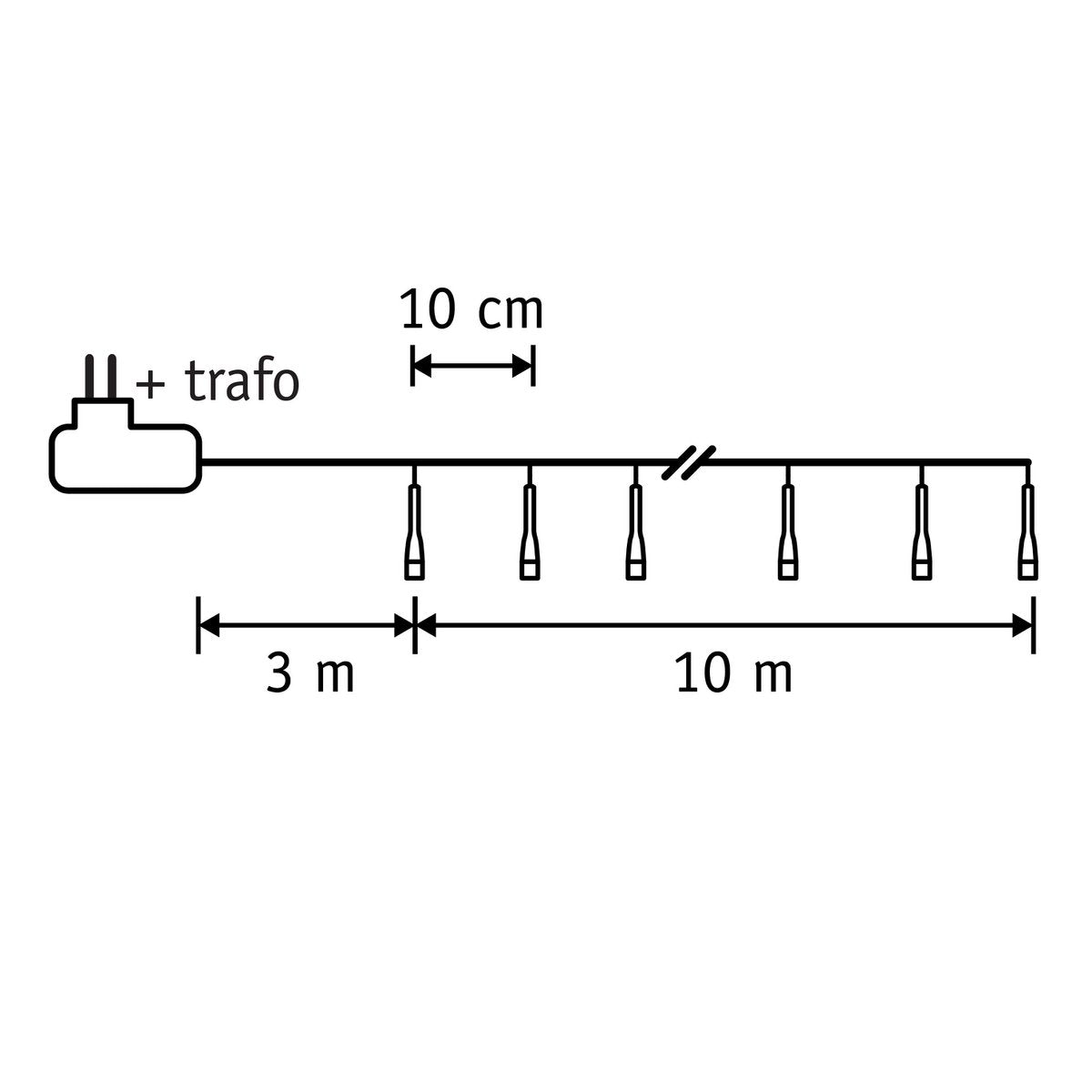 Luca Smart Lighting Weihnachtsbaumbeleuchtung mit 100 LED-Lichtern – L1000 cm – Warmweiß