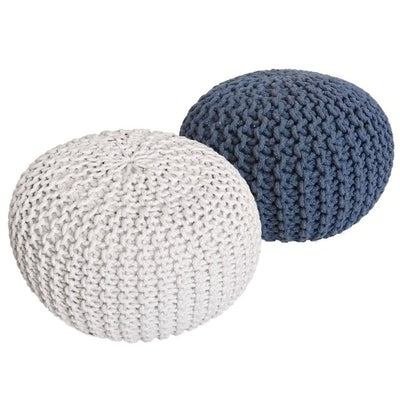 Sitzhocker Pouf SET 2 Stück Strickhocker Bodenkissen Grobstrick-Optik Ø 55 cm H 37 cm