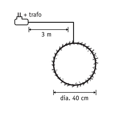 Lichterkranz mit warmweißer LED-Beleuchtung – Ø40 cm – Schwarz