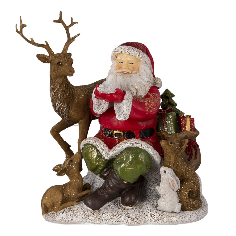 Weihnachtsdekoration Statue Weihnachtsmann Rot, Braun 18x13x19 cm