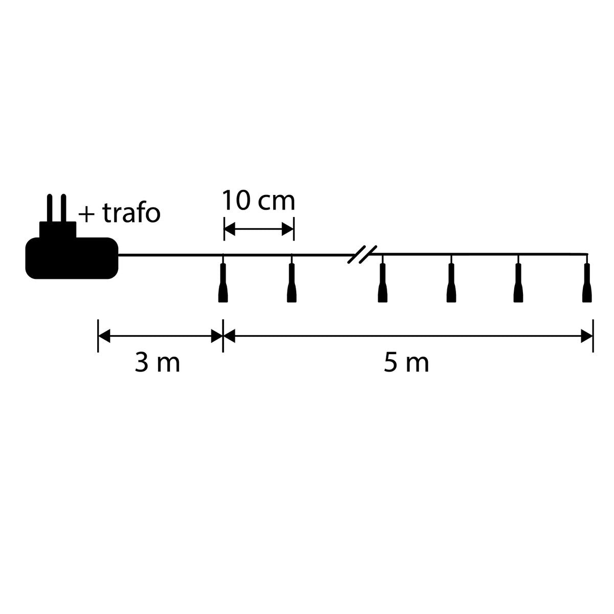 Luca Smart Lighting Weihnachtsbaumbeleuchtung mit 50 LED-Lichtern – L500 cm – Warmweiß