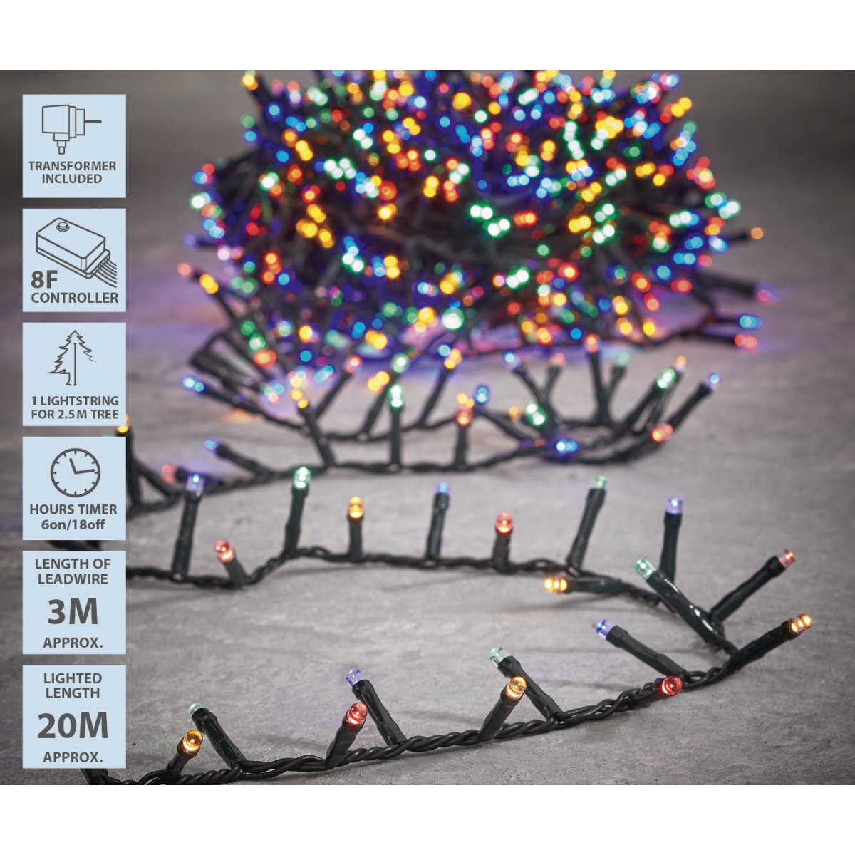 Lichterkette-Weihnachtsbaumbeleuchtung mit 1000 LED-Lichtern – L2000 cm – Mehrfarbig