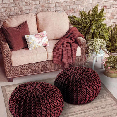 Sitzpouf ø55cm Pouf Strickhocker Strickpouf PREMIUM Innen Terrasse Pool Garten nachhaltig