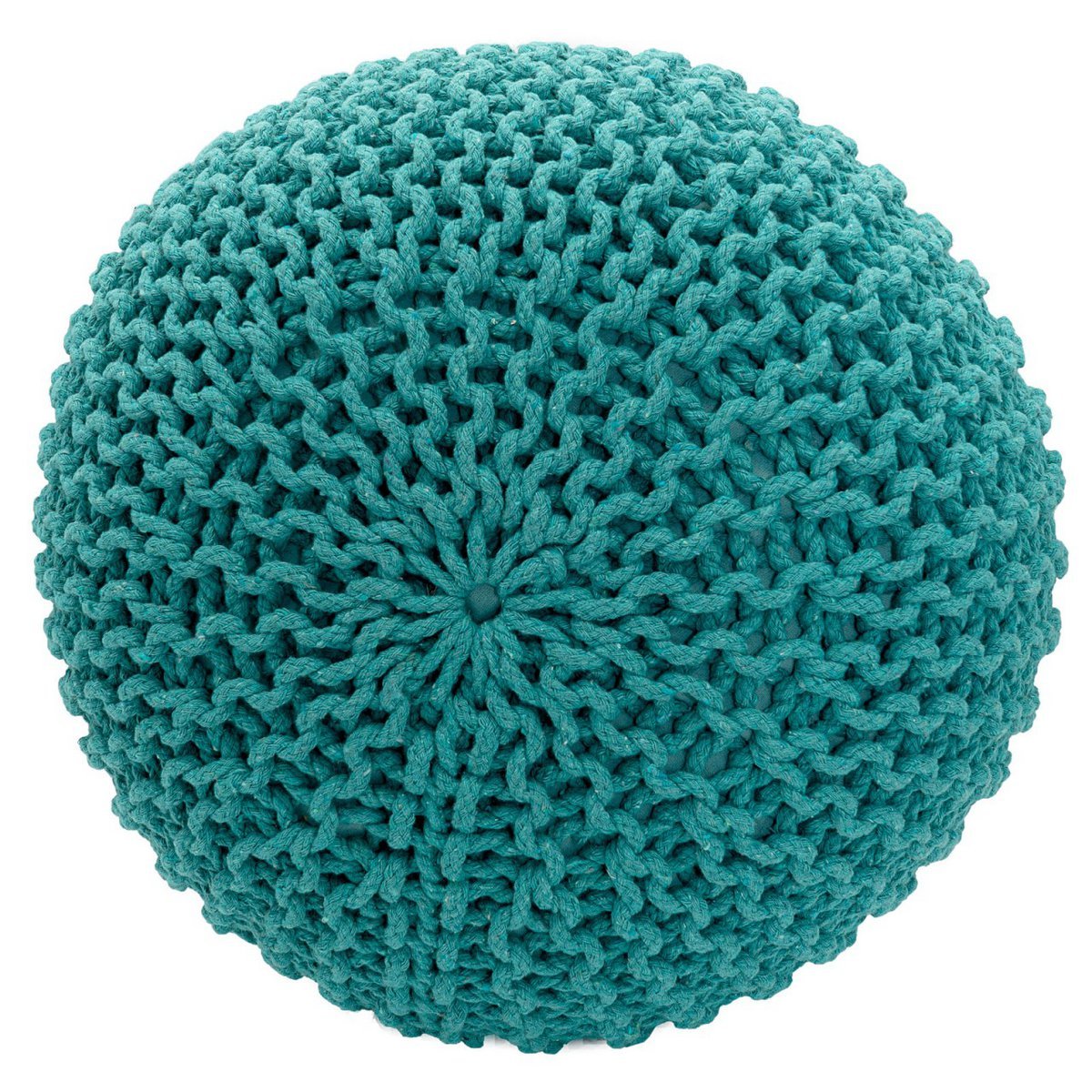 Pouf Ø 55 cm Strickhocker Sitzpouf Sitzpuff Bodenkissen Grobstrick-Optik extrahoch Höhe 37 cm