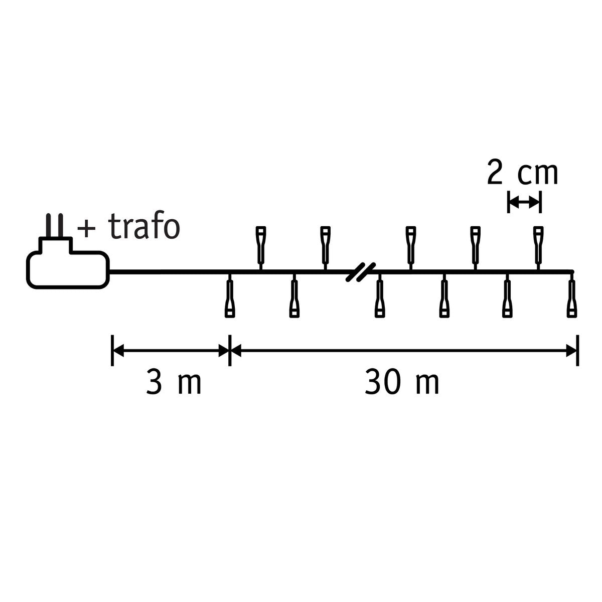 Luca Smart Lighting Schlangen-Weihnachtsbaumbeleuchtung mit 1500 LED-Lichtern – L3000 cm – Warmweiß