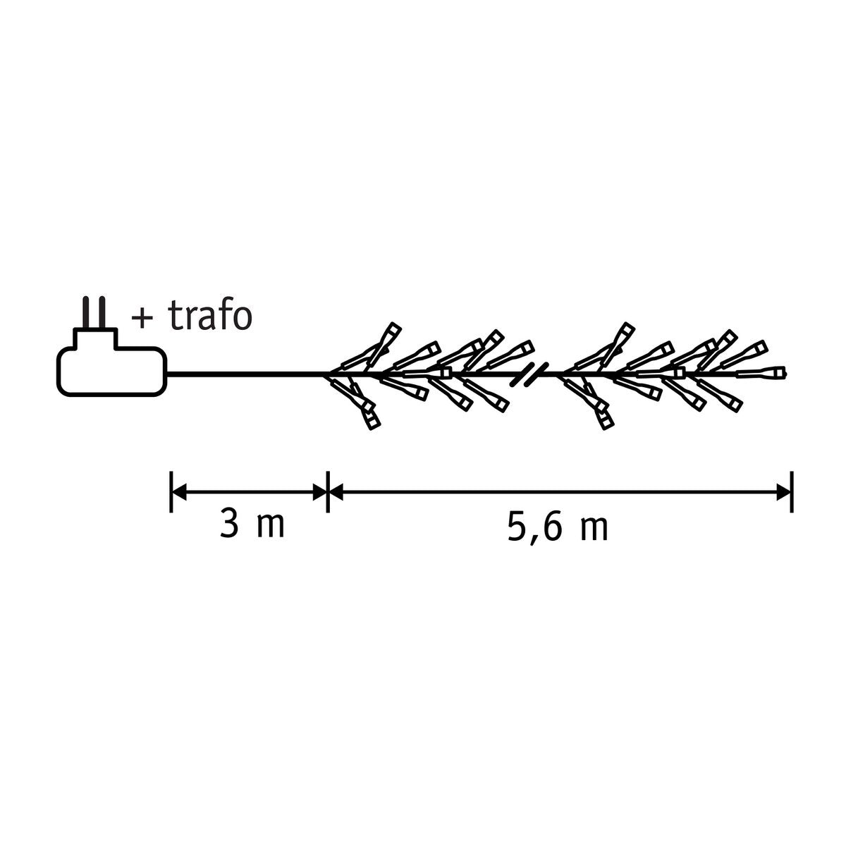 Cluster-Weihnachtslichter mit 768 LED-Lichtern – L560 cm – Warmweiß