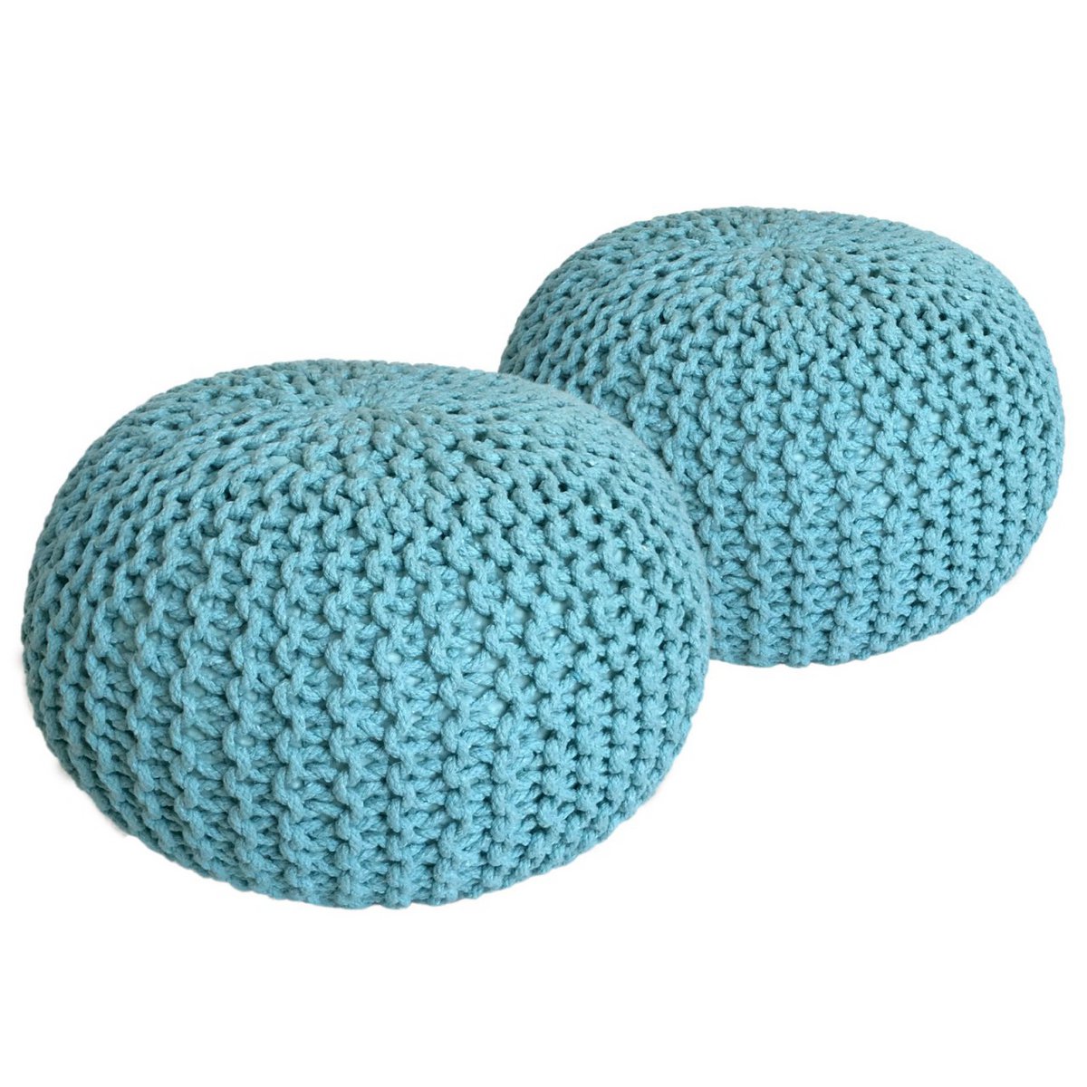 Sitzhocker Pouf SET 2 Stück Strickhocker Bodenkissen Grobstrick-Optik Ø 55 cm H 37 cm