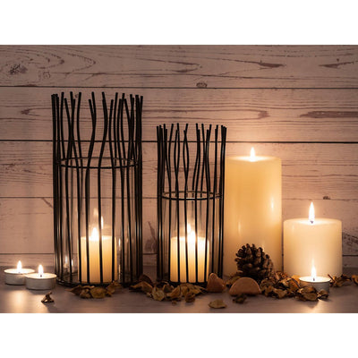 Windlicht 8-teilig Set 2 x 4 VE Kerzenhalter Teelichthalter Loft schwarz o. silber Kerzenständer